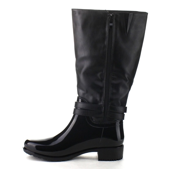 Two tone knee high buckle rain boot - Picture 2 of 2